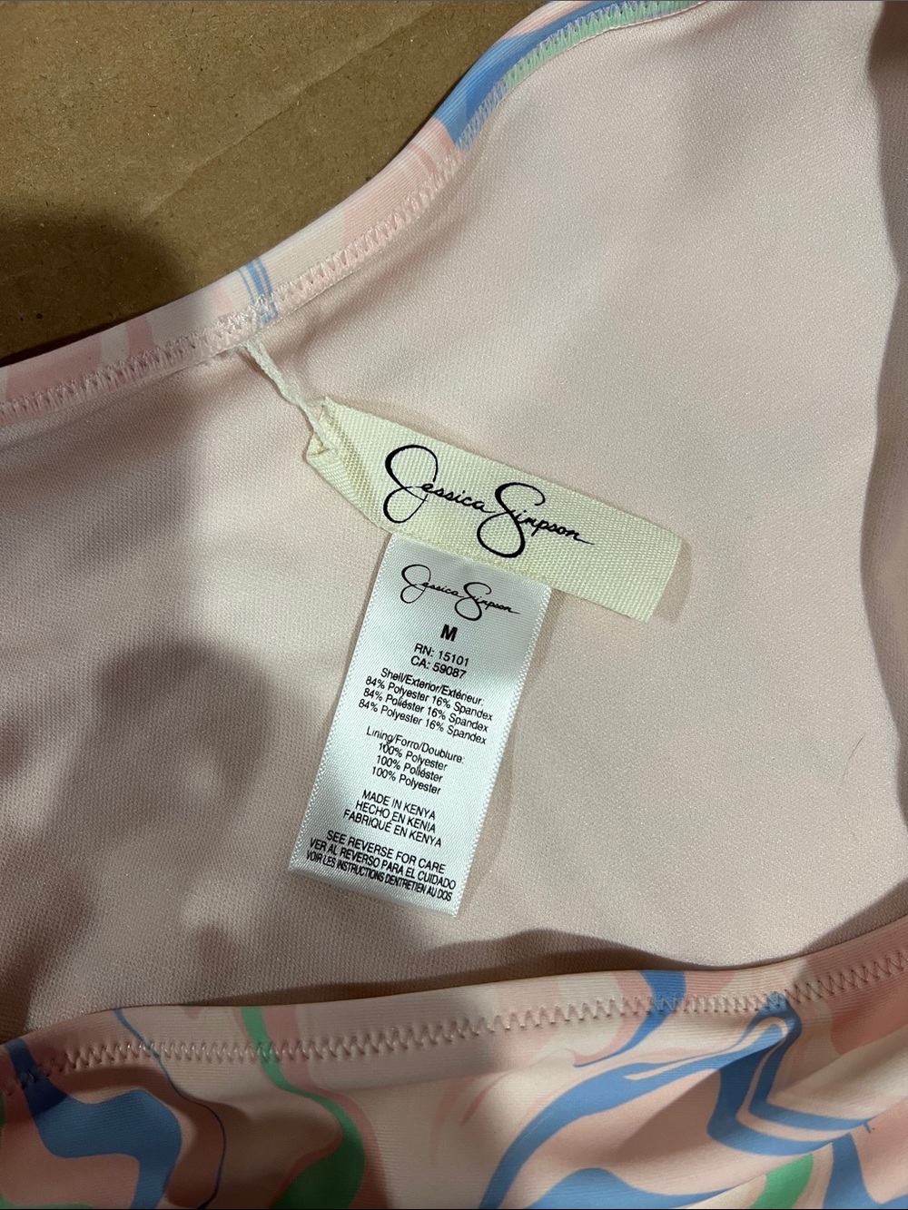 Jessica Simpson bikini with cover up Medium M NEW NWT pink blue green - Picture 3 of 12